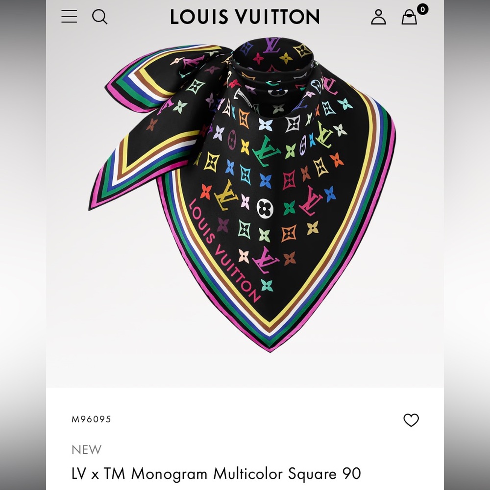 Louis Vuitton Murakami multicolor silk scarf size 90